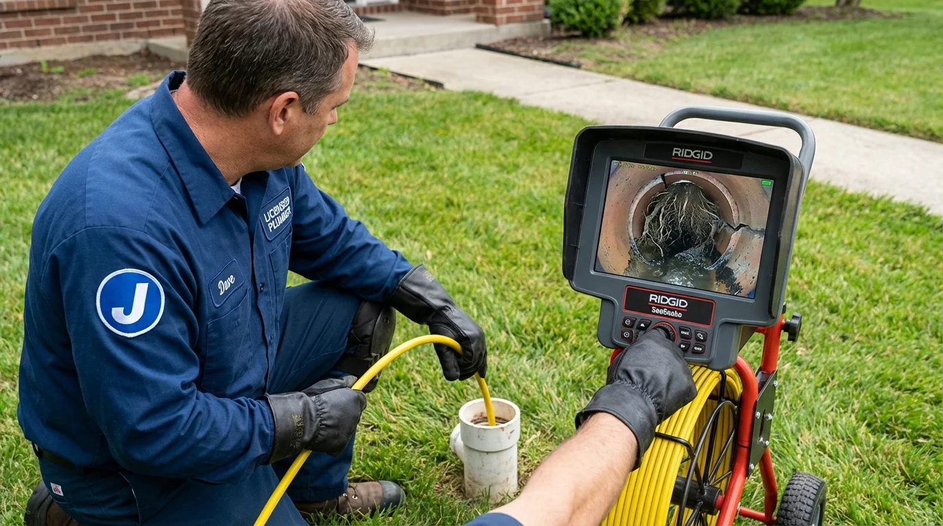 Sewer camera inspection being performed by Johns Plumbing LLC in McIntosh
