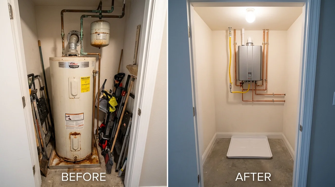 Tank water heater versus wall-mounted tankless unit comparison for McIntosh, NM homeowners
